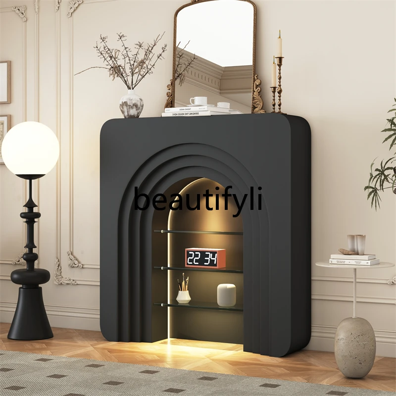 Living room decorative cabinet simulation fireplace Nordic black display entrance cabinet American shelf simple