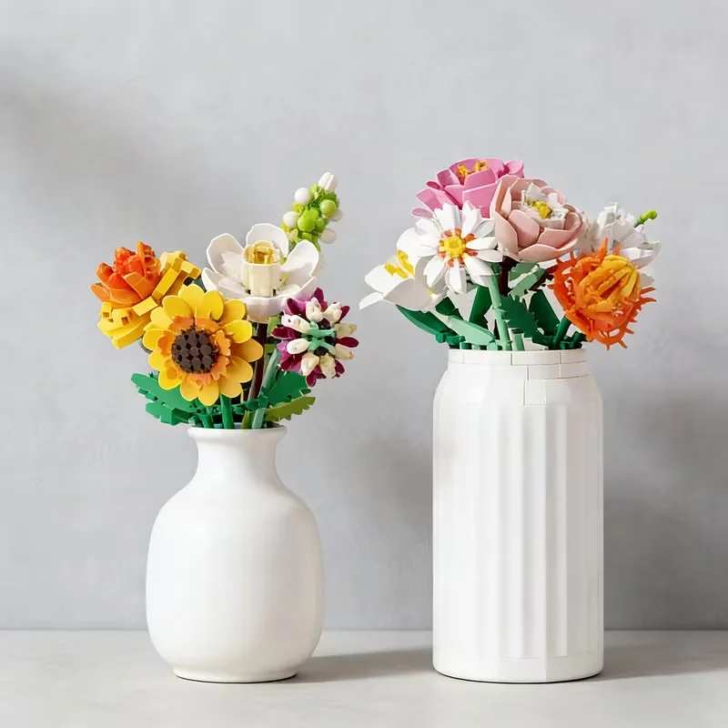 Nieuw product creatief in elkaar te zetten bouwblokken bureau bloemenkunst speelgoed, Valentijnsdag cadeau, modeldecoratie, een cadeau voor de beste vriend(in) - afbeelding 2