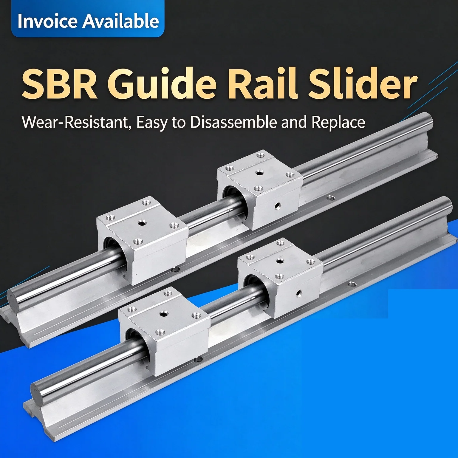 LIJUN 2Pcs SBR10 SBR12 SBR16 SBR20 SBR25 Linear Guide Rail + 4Pcs SBR-UU Slider Blocks Carriage for CNC Part XYZ axis 3D Router