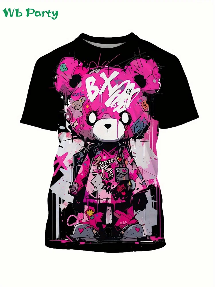 Fashion Bear Graphic T Shirts Summer Man Clothes O-Neck Men's Short Sleeve Tee Simple Y2k Clothes Breathable 3D Men's Clothing image 3