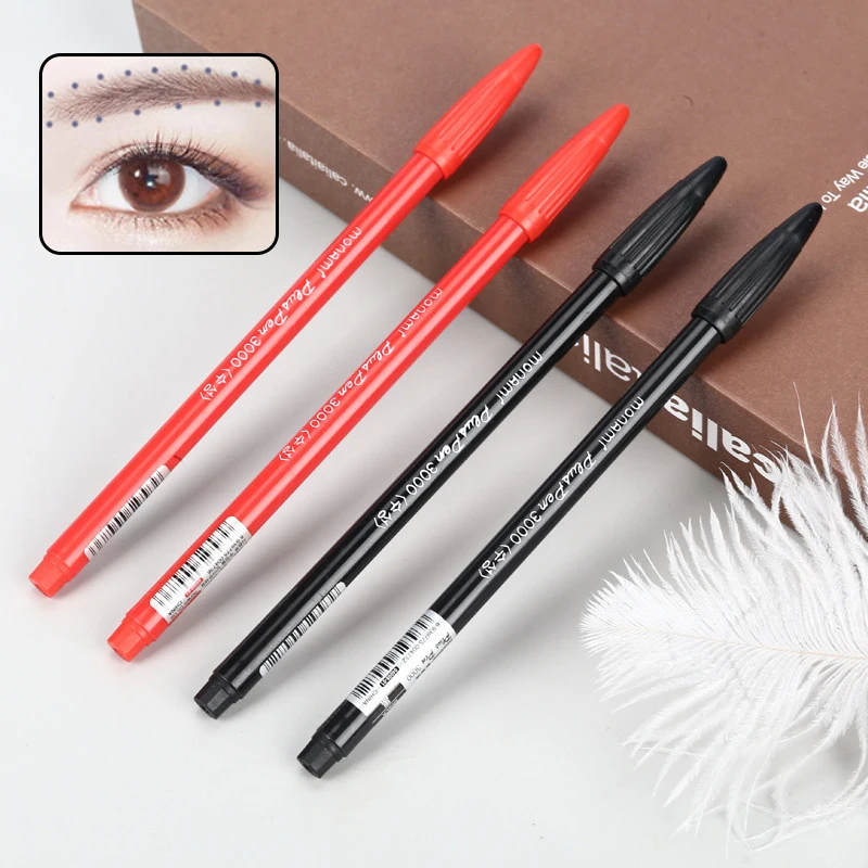 กันน้ํา Tattoo Marker ดินสอ Eyebrow Lip Liner สีดําสีน้ําตาลสีแดง Microblading ผ่าตัด Skin Marker ปากกา Tattoo Supplies