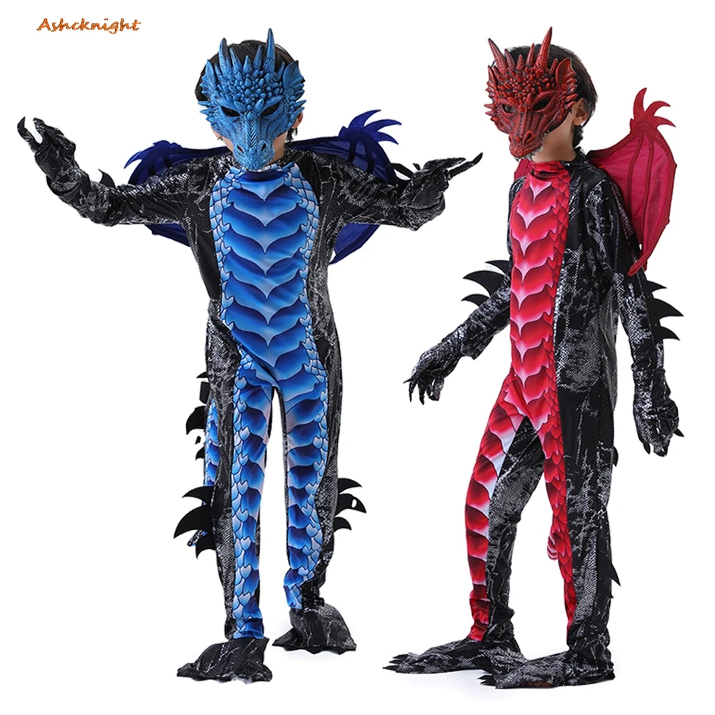Halloween Cosplay Dinosaur Jumpsuit Headgear Clothes Boys Girls Party Disguise Roleplay Halloween Costume Carnival Outfits Suits