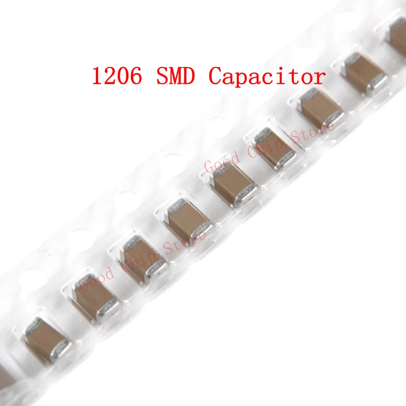

100pcs 1206 SMD Chip Multilayer Ceramic Capacitor 0.5pF - 100uF 10pF 100pF 1nF 10nF 15nF 100nF 0.1uF 1uF 2.2uF 4.7uF 10uF 47uF