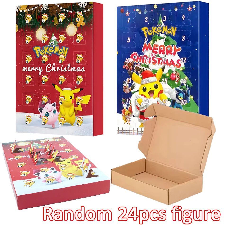

24 шт./компл. фигурка покемона Рождественский адвент-календарь слепая коробка Kawaii Пикачу аниме фигурка экшн-модель из ПВХ подарок на день защиты детей