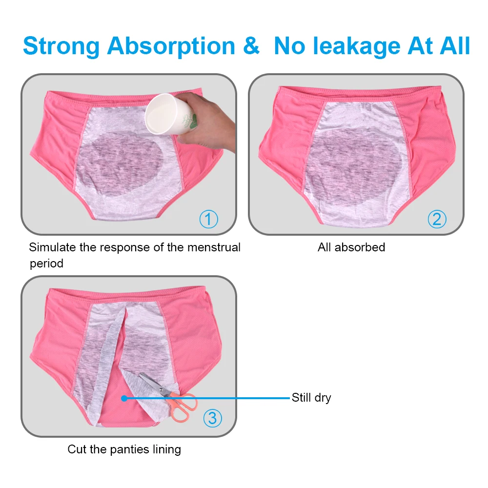 3 Pcs/Pack Women Menstrual Panties Plus Size Leak-Proof Period Underpants Breathable Mesh Female Wterproof Menstruation Briefs