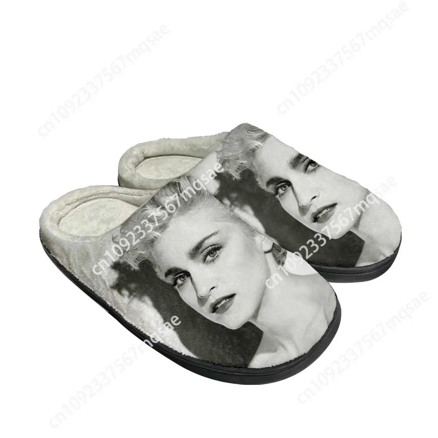 

Madonna pop rock singer disco Home Cotton Custom Slippers Mens Womens Sandals Plush Bedroom Keep Warm Shoe Thermal Slipper Black