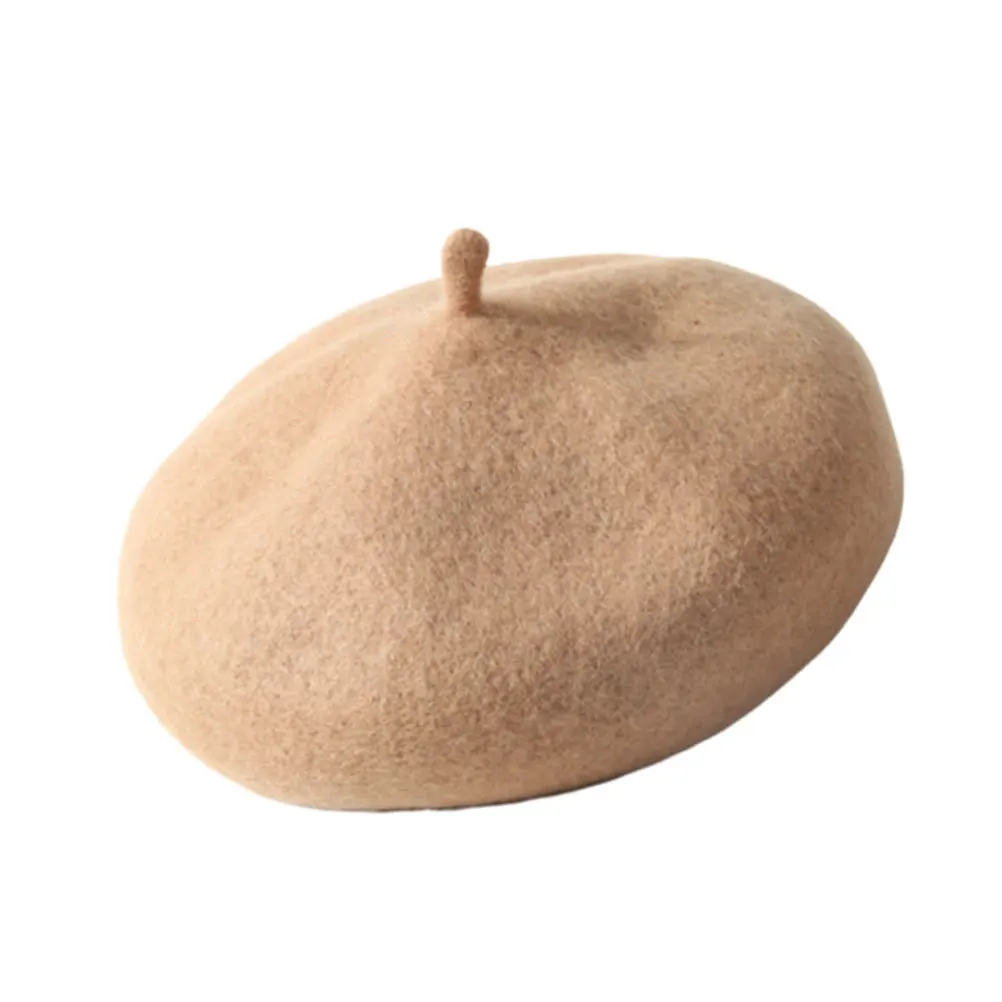 Children Warm Beret Hat For Girls Winter Autumn Spring Lightweight Washable French Style Camel