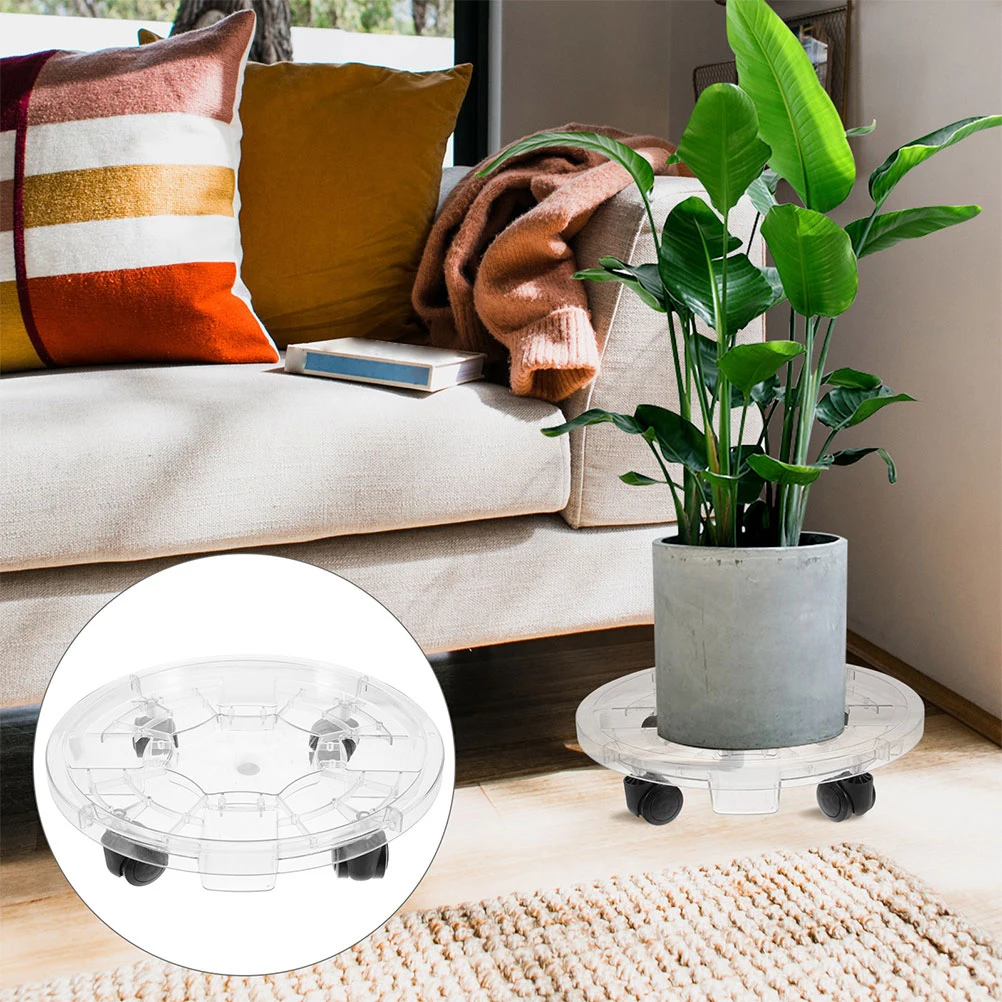 

Universal Wheels Flower Pot Base Plant Rolling Transparent PP Tray Floor Protection Durable Stand for