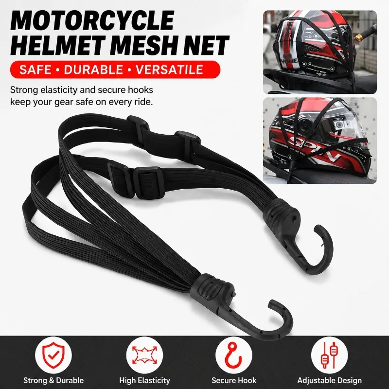 1 Pcs Elastic Bungee Strap with Hooks Multifunctional Rubber Tie Down Rope for Motorcycle Helmet Luggage Bicycle Cargo Binding