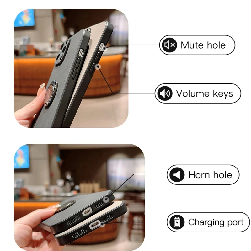 Case For OPPO Reno 12F Luxury Leather Ring Bracket Camera Protection Cover For OPPO Reno 12F Shockproof Bumper