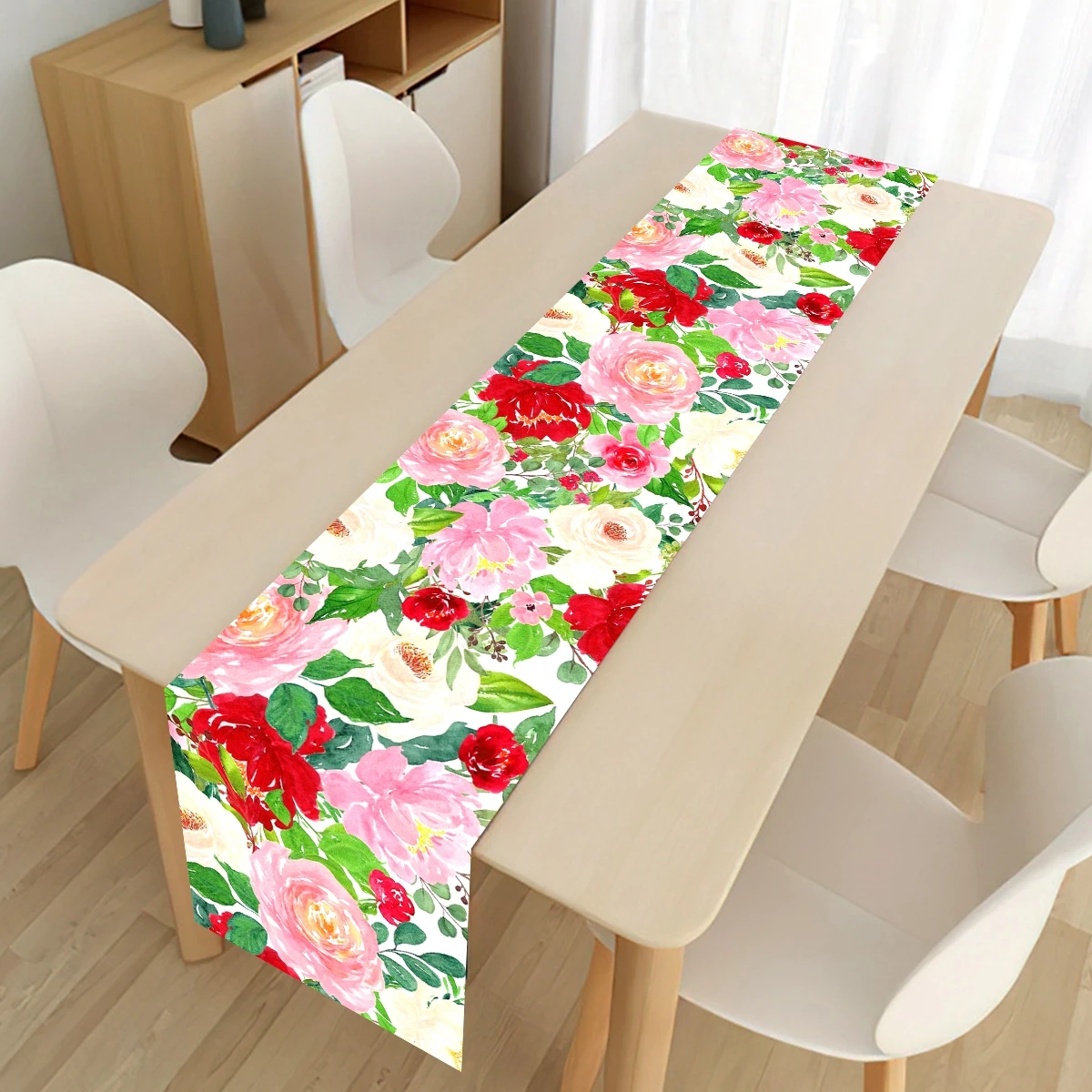 1Pc Flowers Table Runner Spring Theme Birthday Party Decorations Kids Favors Maple Leaf Table Covers Girls Baby Shower Supplies