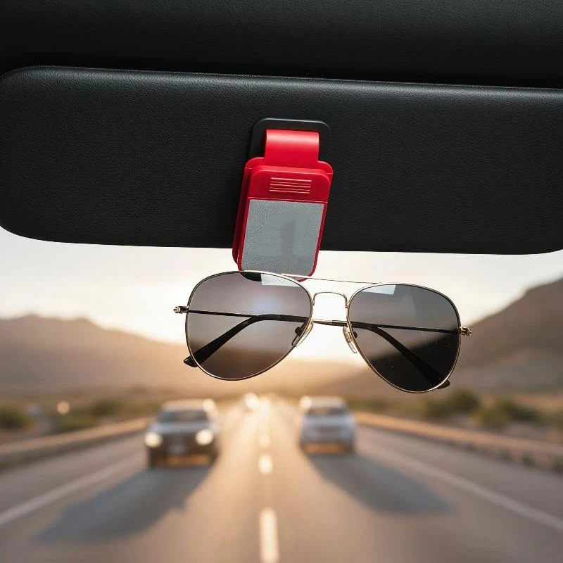 Car Visor Sunglasses With 180 Degree Rotation Non Slip Clip For Drivers To Store Eyeglasses And Tickets