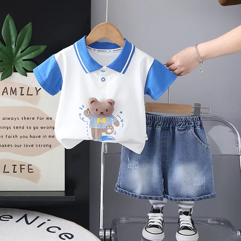 

Toddler Boys Outfits 2025 Summer Baby Boy Clothes 6 To 9 Months Cute Cartoon Short Sleeve T-shirts Tops and Shorts Kids Suit Set