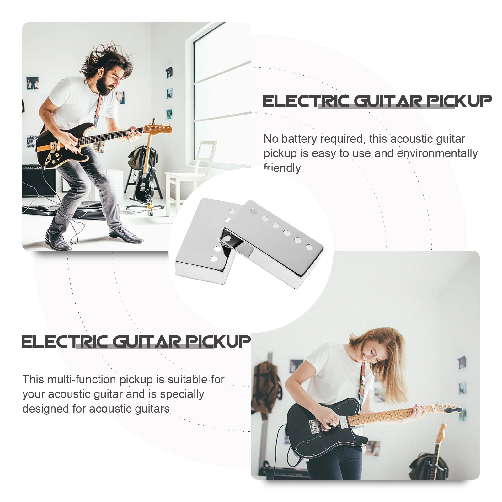 

2Pcs Silver Metal Electric Guitar Pickup Covers 52mm 50mm Pole Spacing Humbucker Pickup Replacement Electric Guitar Pickups