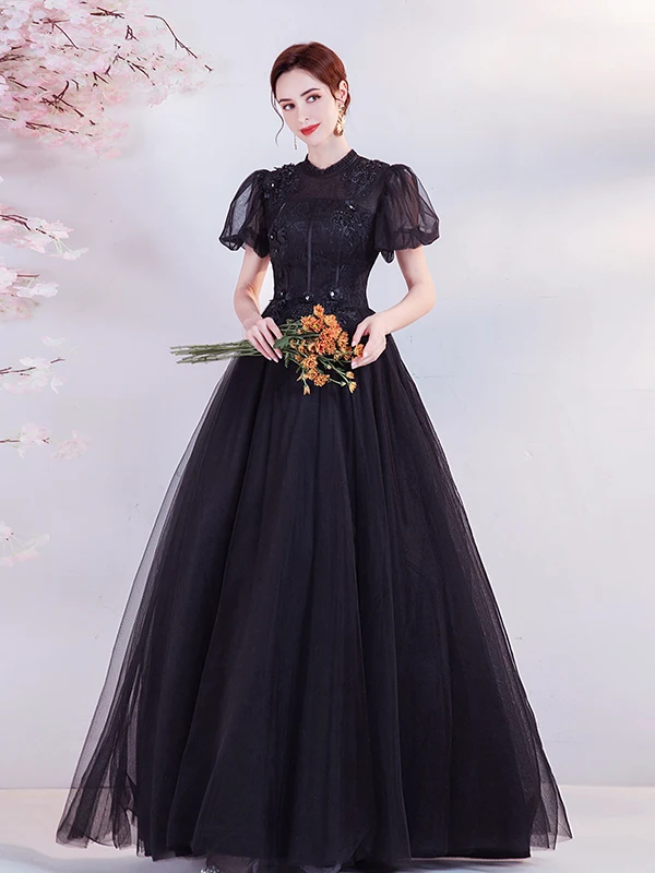 Gaun Pesta Hitam Ukuran Besar 15 Tersedia, Gaun Quinceanera Model Ball Gown Putri, Dapat Dipesan Sesuai Ukuran