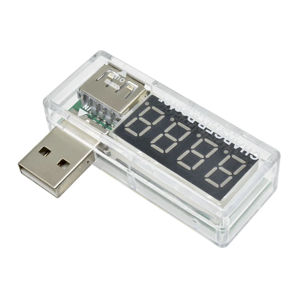 Digital USB Mobile Power Charging Current Voltage Tester Meter Mini USB Charger Doctor Voltmeter Ammeter Turn Transparent