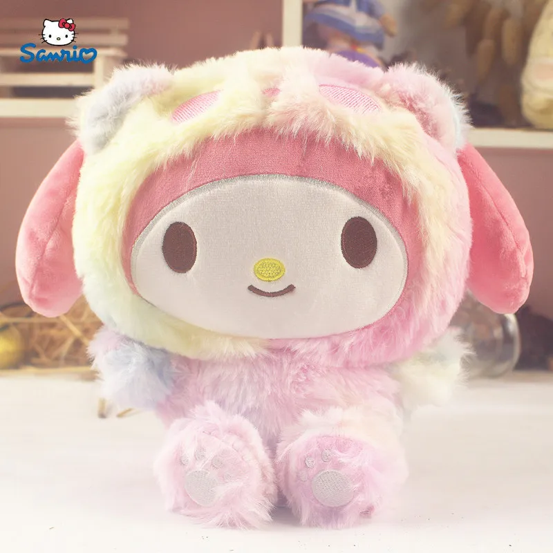 Ainme Sanrio Plush Toys Cartoon Kuromi My Melody Cinnamoroll Pochacco Pompom Purin Rainbow Soft Dolls Children Birthday Gifts