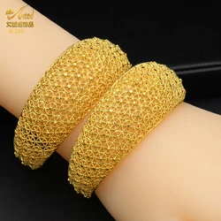 ANIID Dubai Jewelry Cuff Bangle Wedding Party Gifts Arab Women Charm Bracelets Indian 24K Gold Color Bangle Bracelets Wholesale