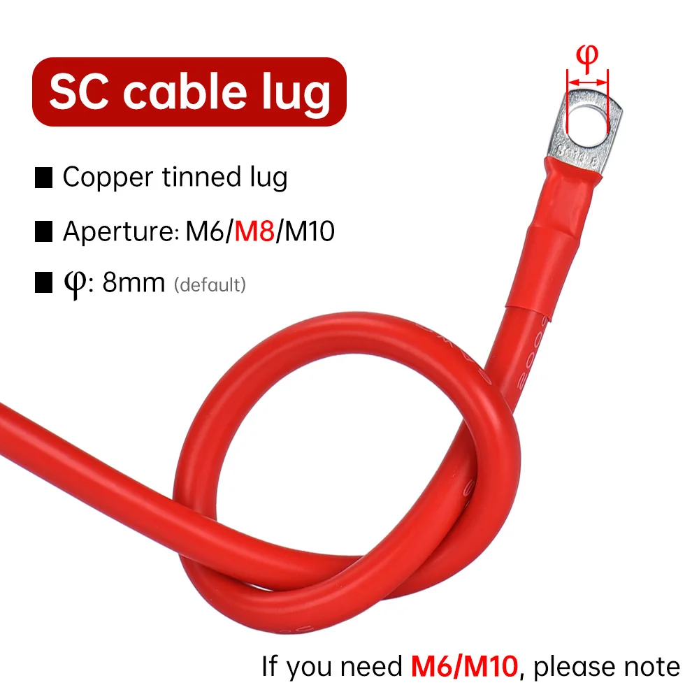 Battery Inverter Cable Set with Terminals AWG 10/8/6/4 Gauge Super Soft Silicone Wire, Power Connection Cable with Lugs For UPS