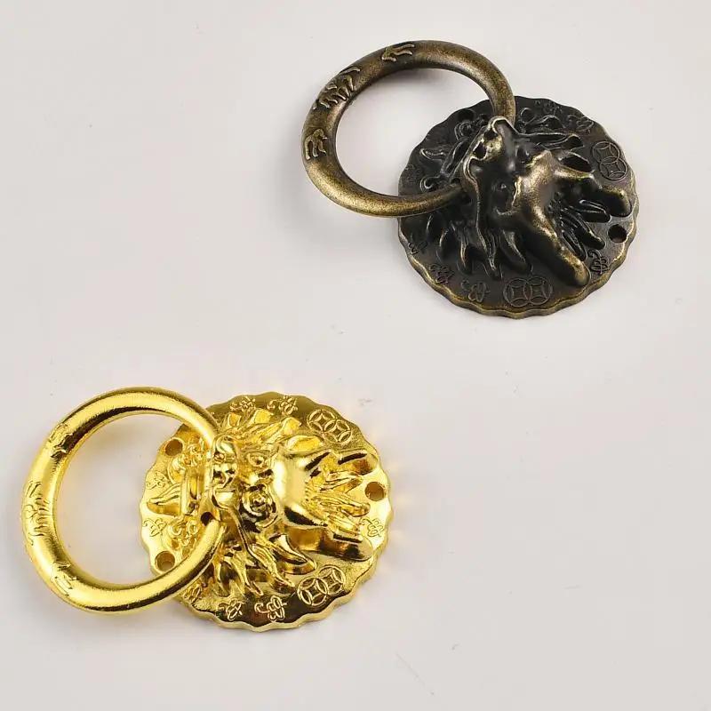 Hot Sale 1PC Antique Lion Head Handle Zinc Alloy Small Size Chinese Style Drawer Pull Handle