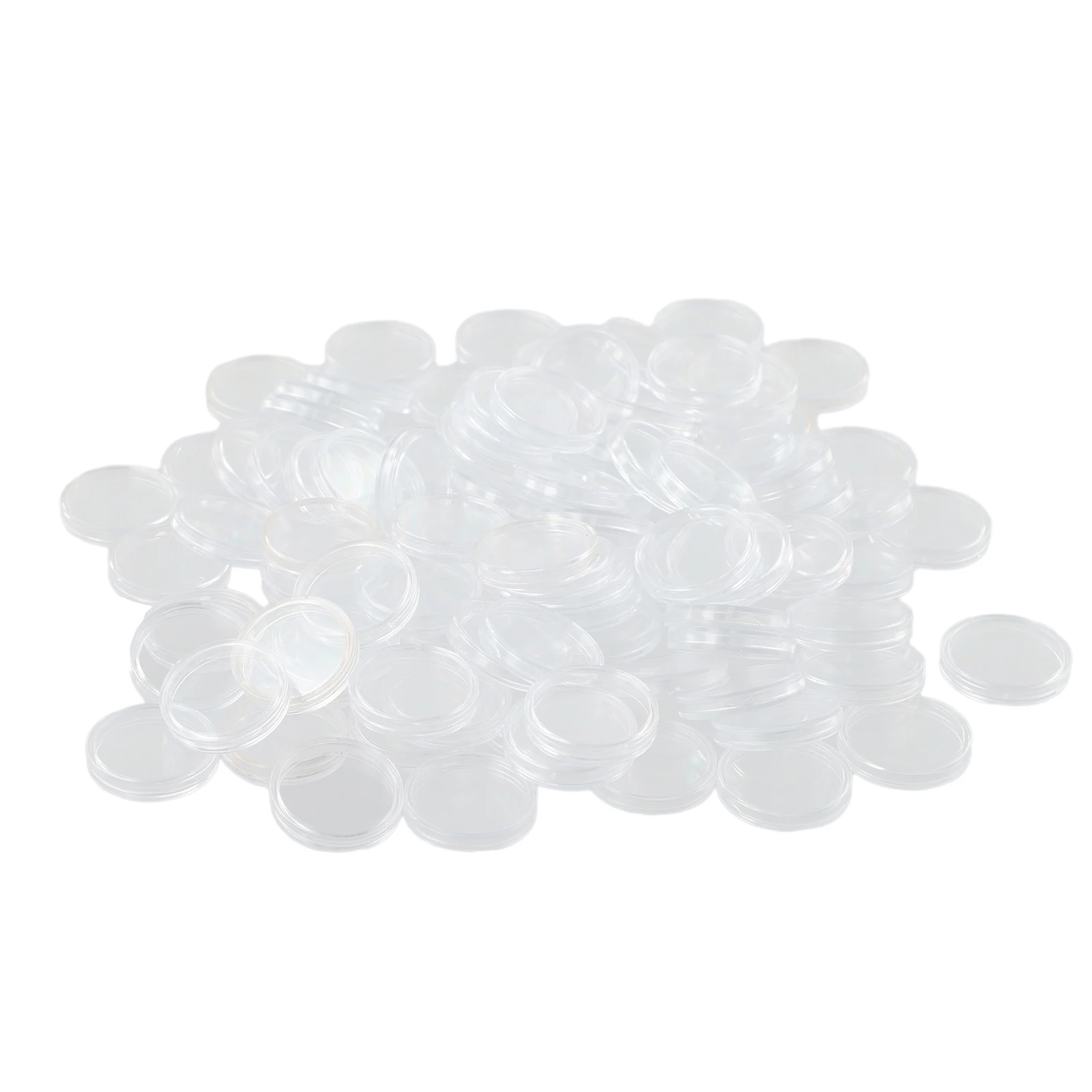 100Pcs 26mm Clear Round Coin Capsules Money /Pence Storage Capsule Coin Holder Home Garden Supplies Height: 5mm High Quality