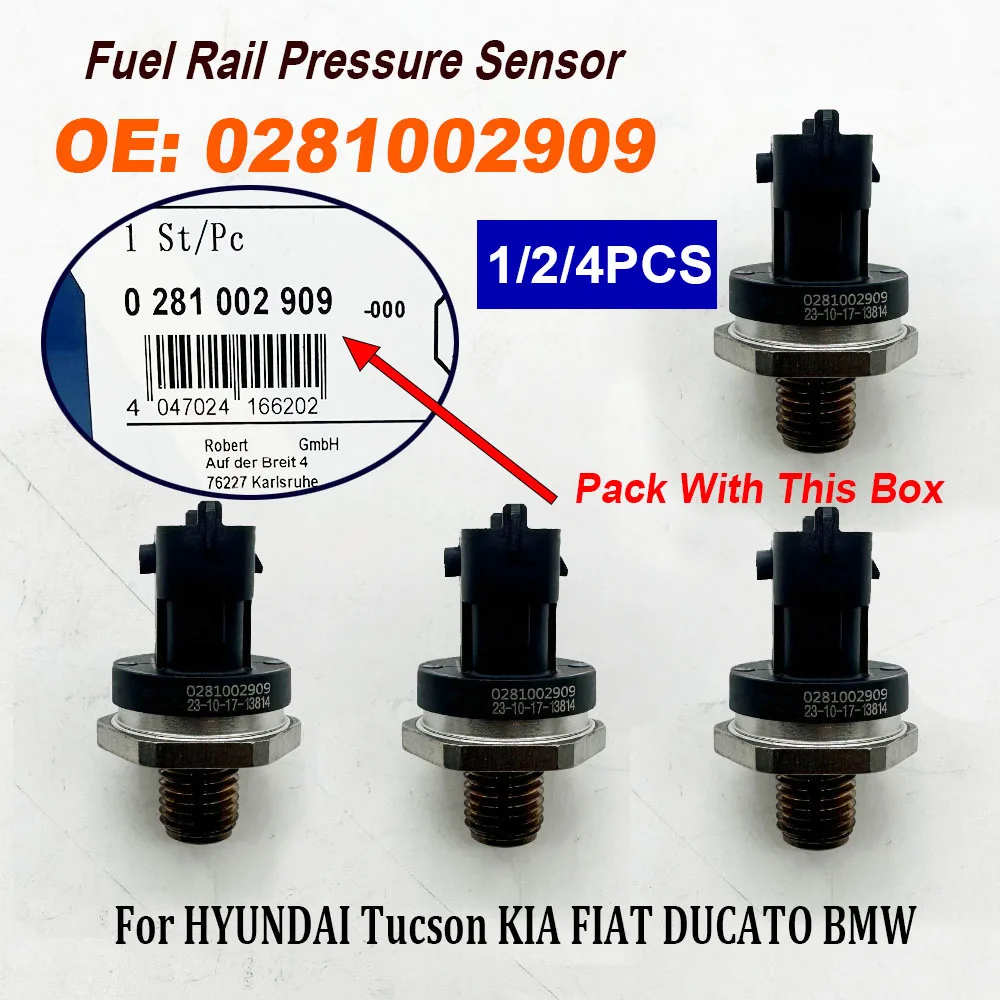 1/2/4PCS 0281002909 Fuel Rail Pressure Sensor 281002909 0281002867 3140127000 For HHYUNDAI Tucson KIAA FFIAT DUCATO BMMW