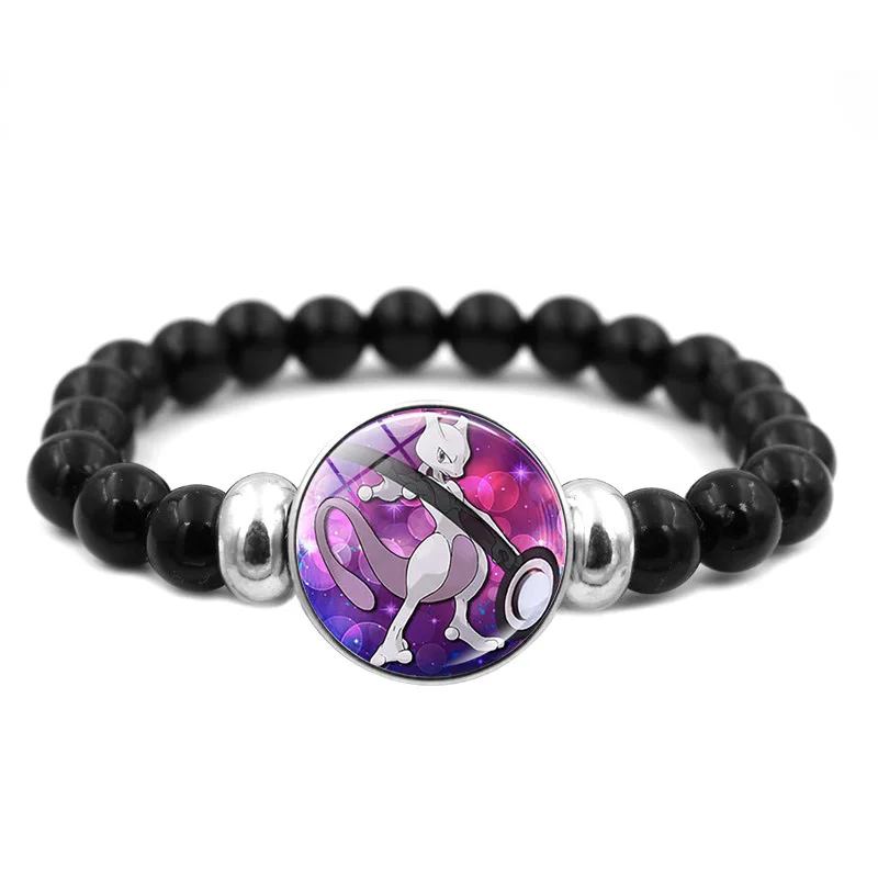 Pikachu Heren Dames Veelzijdige zwarte elastische kralenarmband Anime Karakter Kinderpols Trendy sieraden Verjaardagscadeaus