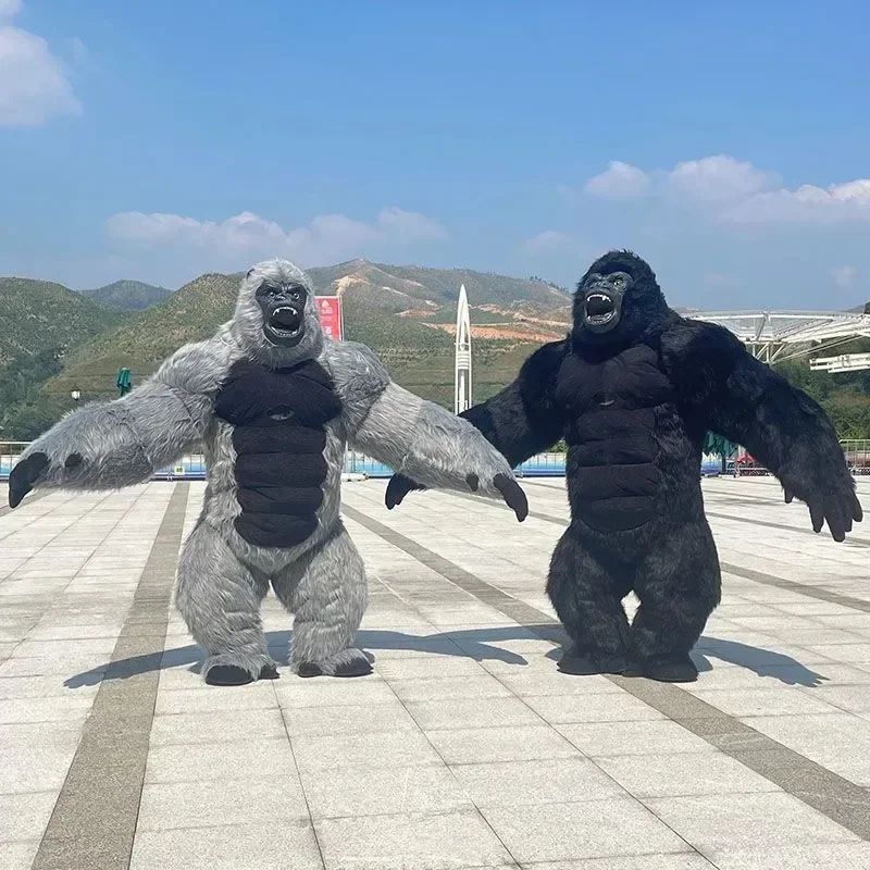 الحياة الحقيقية نفخ الغوريلا زي التميمة العملاق فروي الدعاوى تأثيري فستان بتصميم حالم لأحداث حفلة عيد الهالوين عيد الميلاد