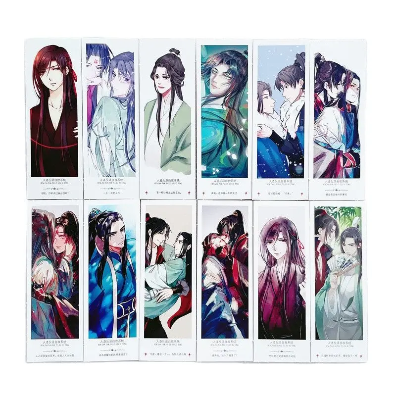 36 unids/set Anime Scum Villain sistema de autoahorro marcapáginas de papel Shen Qingqiu, Luo Binghe figura de dibujos animados libro soporte