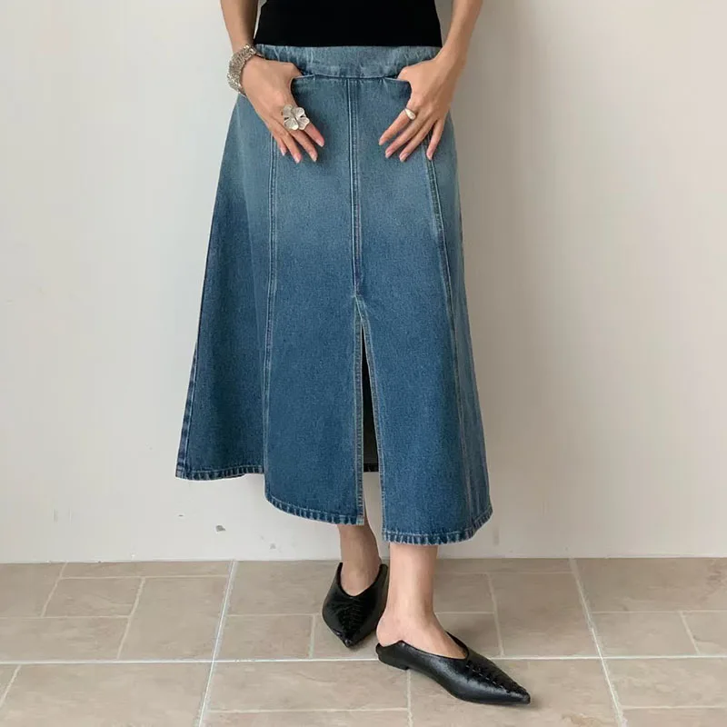 Women's Denim Skirt, Casual and Versatile A-Line Skirt, Washed, Slim-Fitting, Slimming Skirt, 2026, Summer, New Arrival, Y2K
