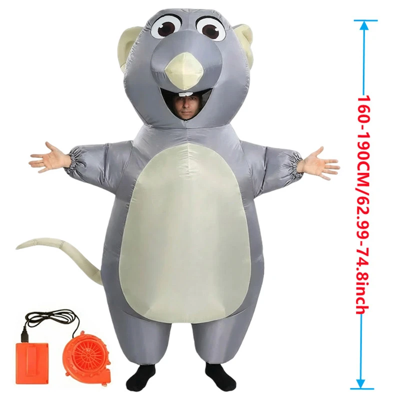 Cartoon Mouse Inflatable Costume for Adults Men Women Mascot Suit with Blower Fan Battery Pack Halloween Cosplay Party - view 3