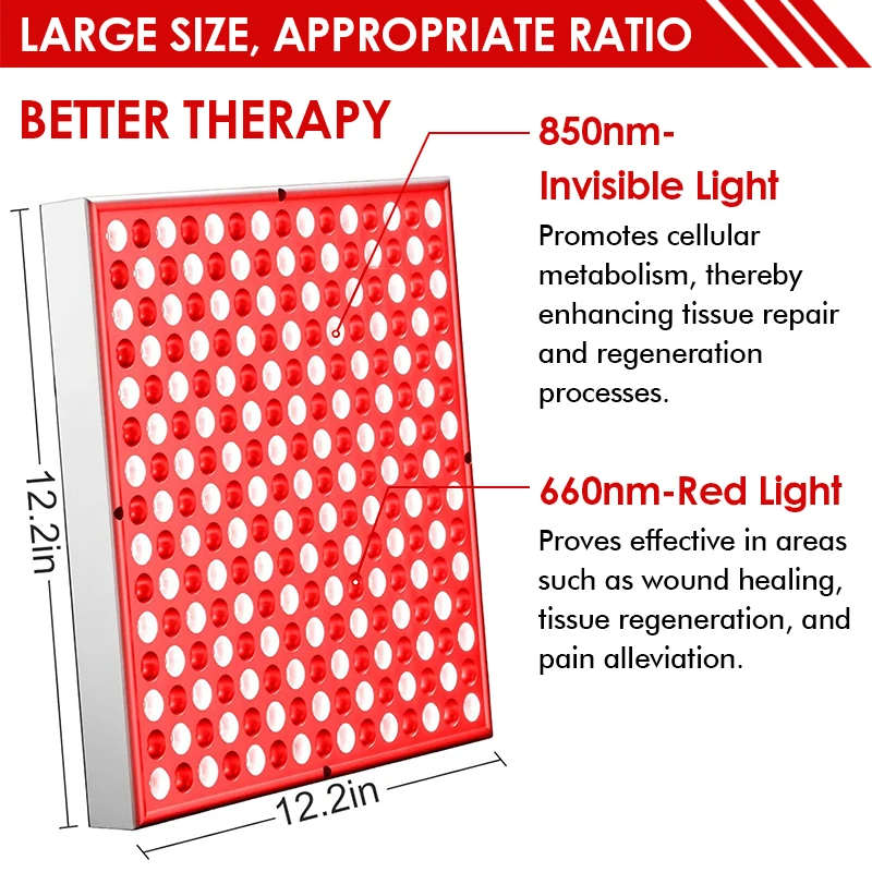 Lâmpada de painel de terapia de luz vermelha led para cuidados com a pele facial antienvelhecimento beleza 225 luz led 45w alívio da dor corporal ferramentas de fisioterapia