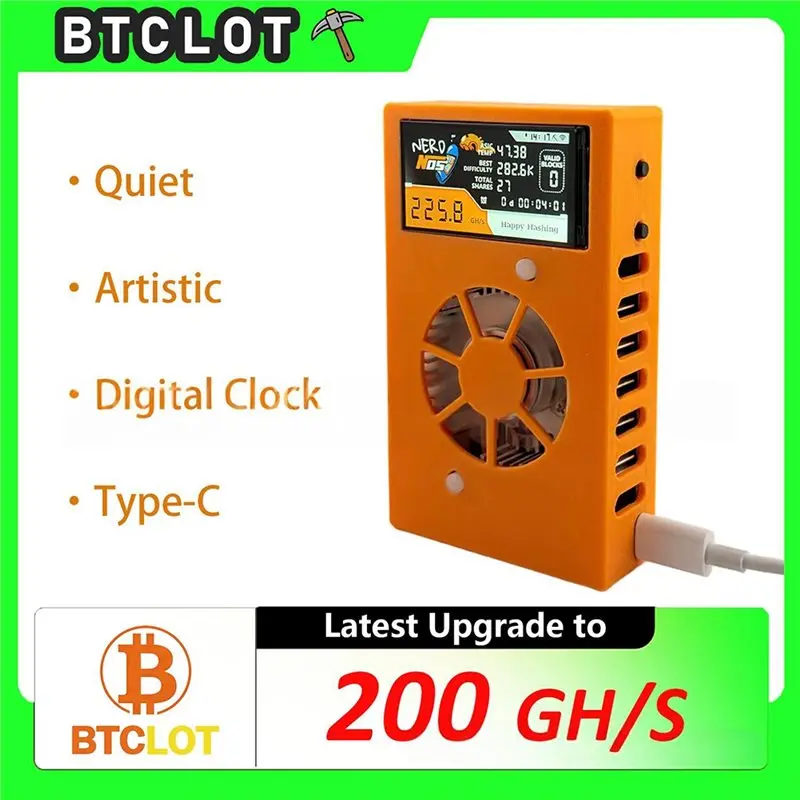 Nerdminering V2MAX Bitcoin Solo Lottery Litecoin Miner 200GH/S Nerdnos Wifi Connection Win 3.125 BTC