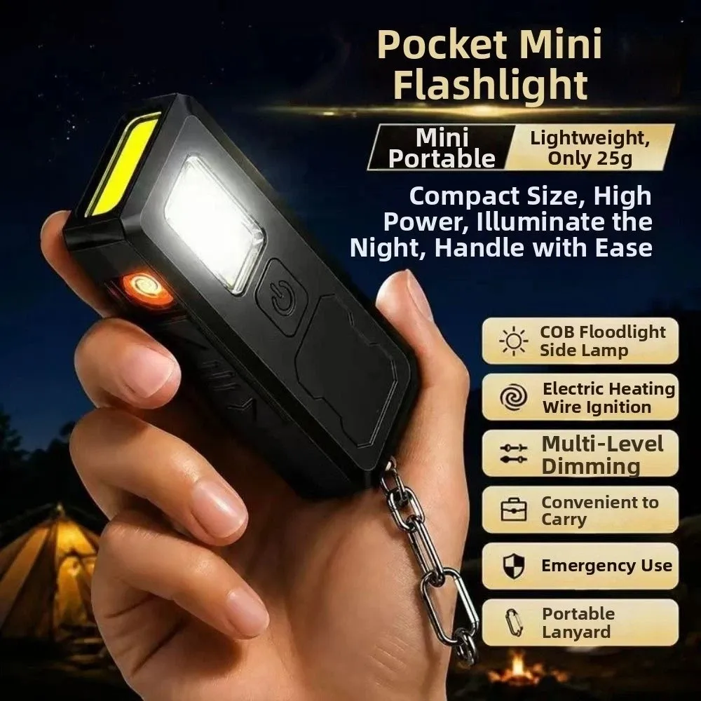 Magnetic Base LED Inspection Light Waterproof Portable Rechargeable Flashlight Clip-on TYPE-C Charging Mini Flashlight Campers