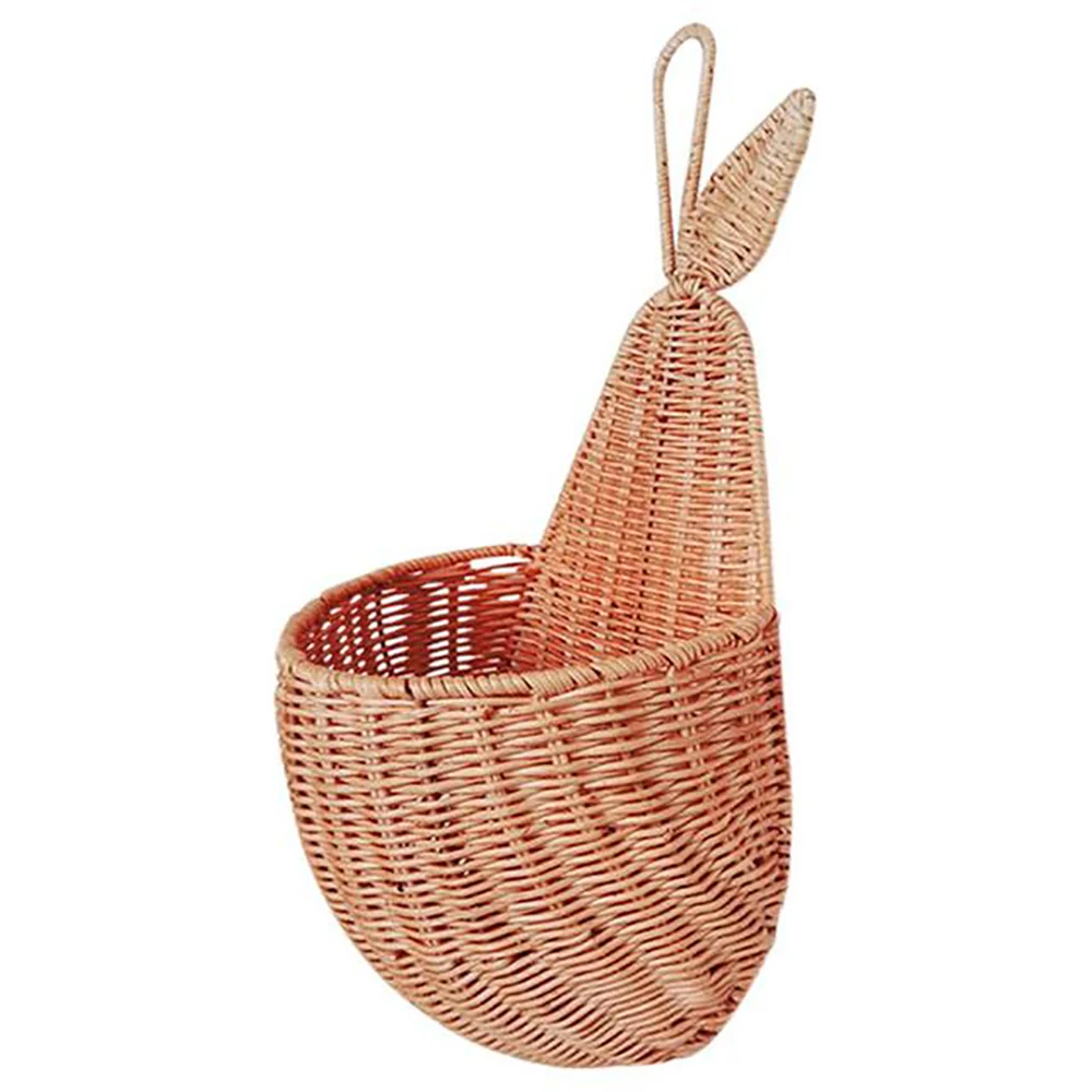 

Rattan Pear Shape Storage Basket Handmade Fruit Organizer Wicker Organizer Baby Room Nursery Decoration