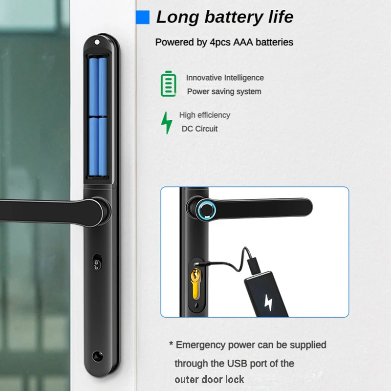 TTLock Bluetooth APP Waterproof Fingerprint Electronic Smart Door Lock RFID Card Code Keyless Lock for Aluminum/Glass Sliding