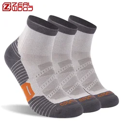 ZEALWOOD Cushion Running Socks Men's Women's Anti Blister Athletic Cycling Golf Tennis Sport Sock Antibacterial Moisture 3 Pairs