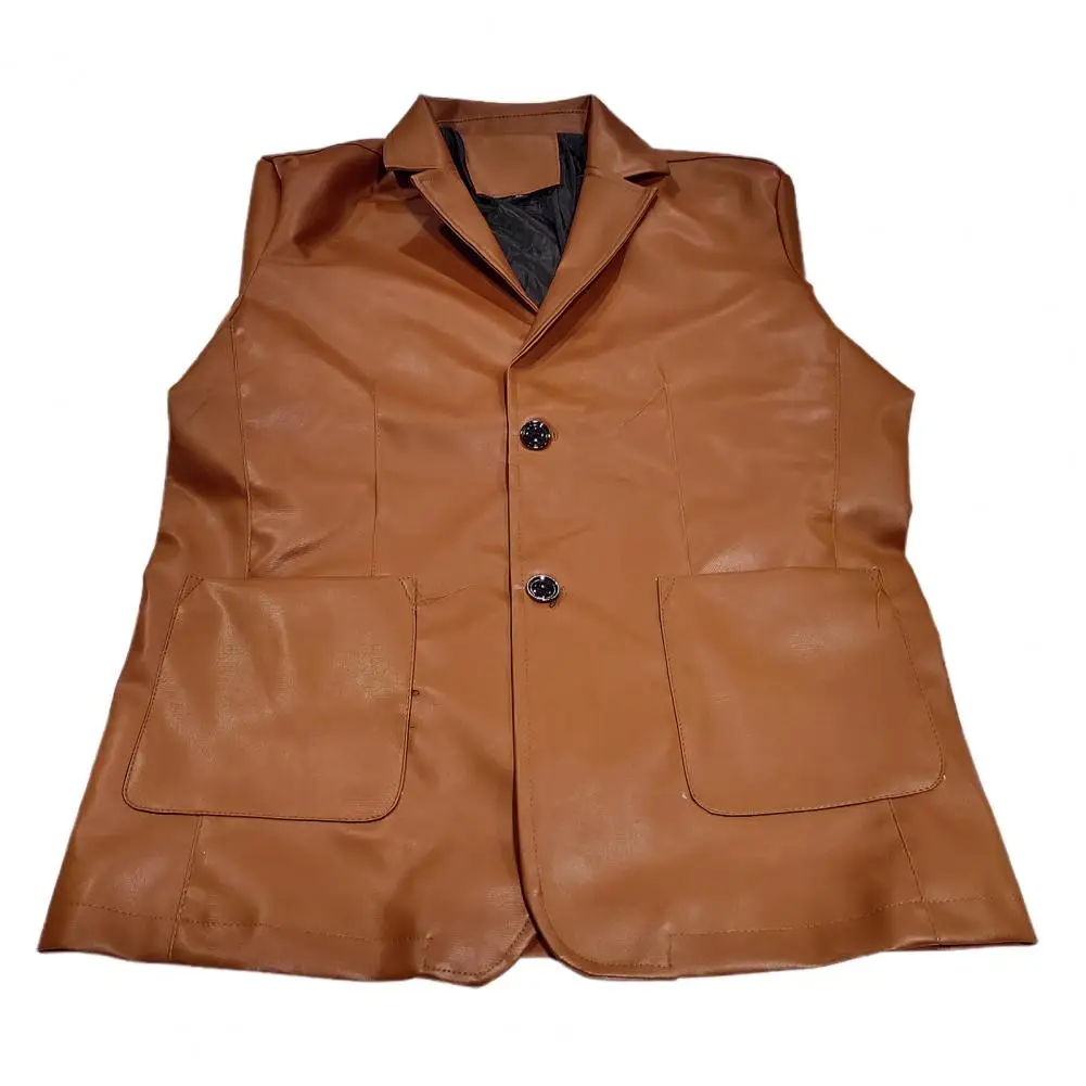 2025 Men\'s Leather Jackets Lapel Business Leather Jackets Men Pu Blazers Korean Style Slim Fashion Leather Coat