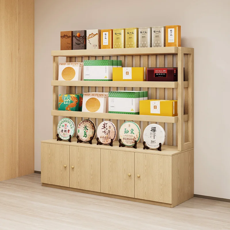 Solid wood display case shelf Zhongdao Taiwan agricultural and sideline products table supermarket display case convenience
