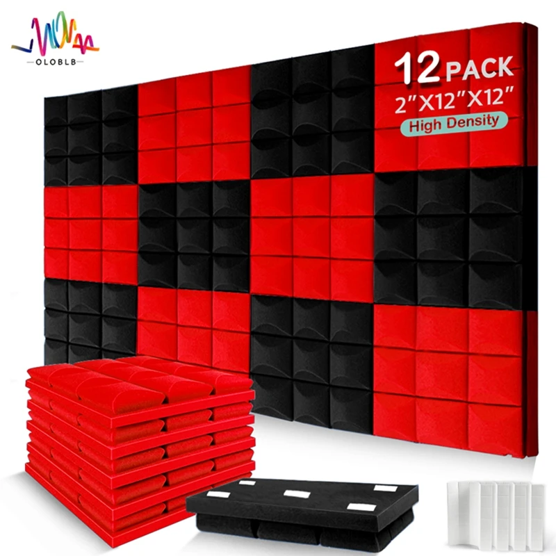 

12Pcs 2"X 12" X 12" Studio Acoustic Soundproof Foam Panels, Mushroom Head Sponge Pad For Indoor, Noise Insulation Treatment