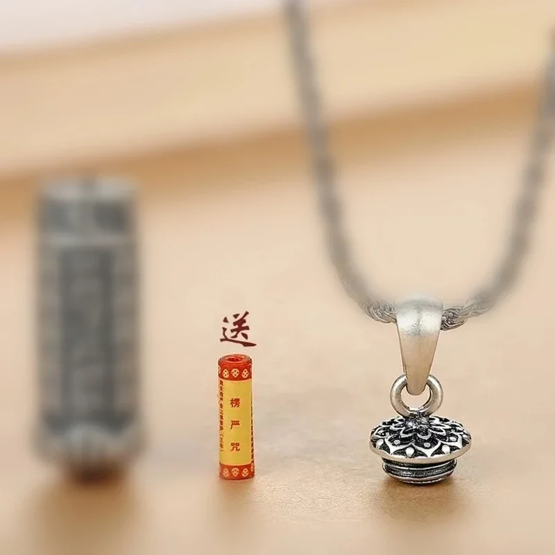 New Arrival Heart Sutra Scripture Tube Pendant Men Jewelry Vintage Lotus Vajra Pestle Necklace Women Choker Accessories