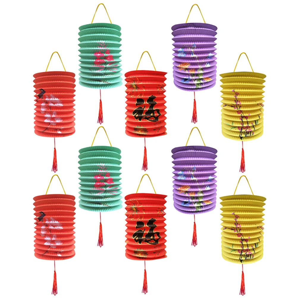 10 Pcs Paper Ornaments Lanterns Scene Decorative Chinese Wedding Decorations Festive Organ Portable Delicate