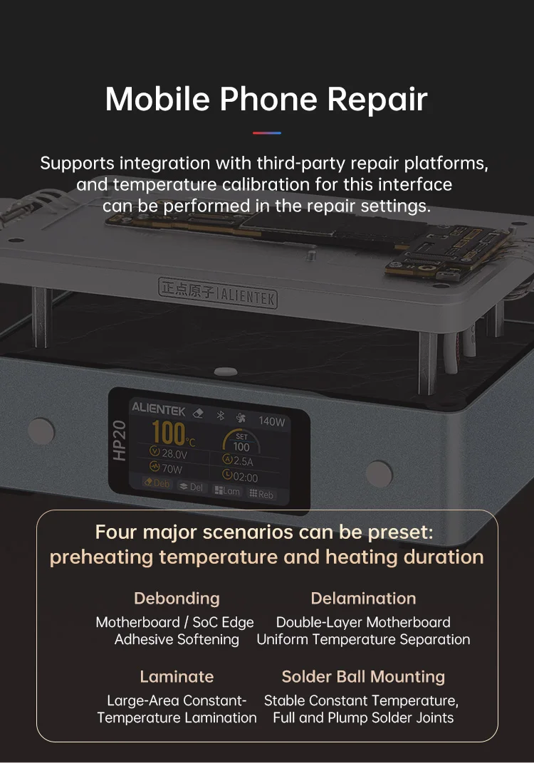 ALIENTEK HP20 Hot Plate Preheater MINI Heating Plate Soldering Station PD3.1 Digital Constant Temperature 350° Heating Tool 200W