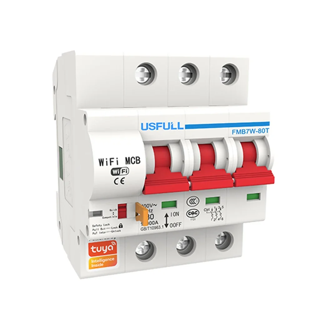 Tuya WiFi MCB Smart Circuit Breaker 3P with Power Meter without Leakage Protection 400V 16A 20A 25A 32A 40A 50A 63A 80A 125A