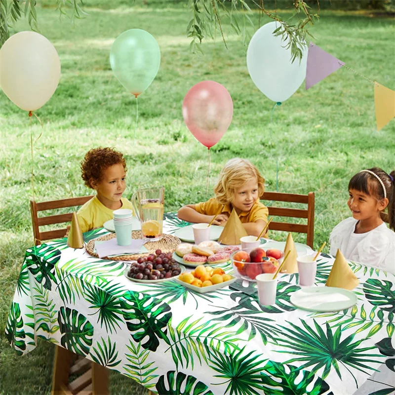 

Jungle themed party decoration outdoor tablecloth children's birthday party floral and leaf printed tablecloth set