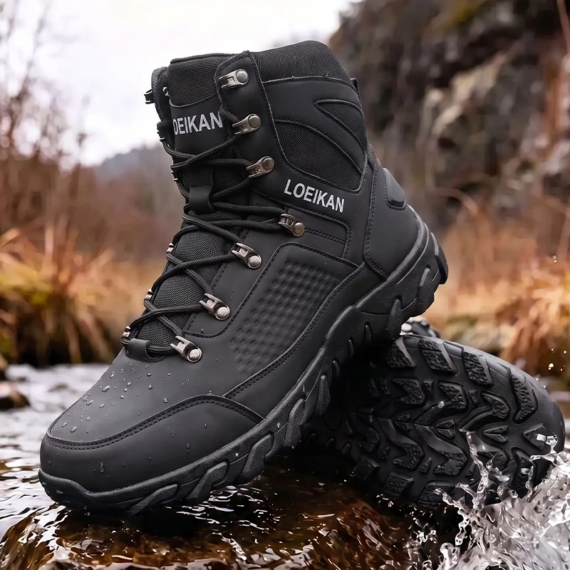 Men High‑cut Tactical Boots PU Mesh Non‑slip Thick Sole Male Outdoor Ankle Boots image 2