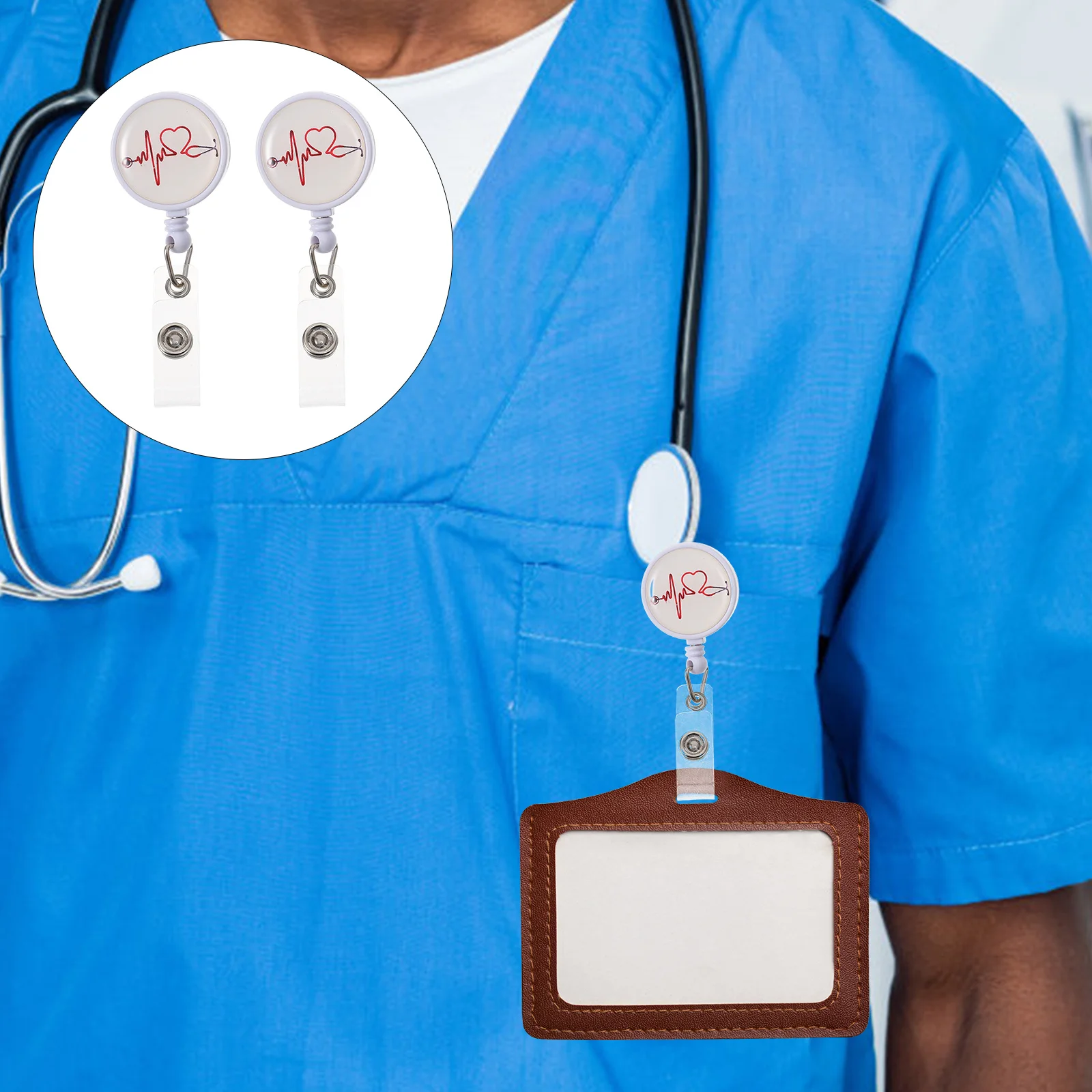 

2Pcs Nurse Badge Retractable Holder Stylish Id Card Clips Lightweight Office Students Restaurant Factory Use Badge Clamp
