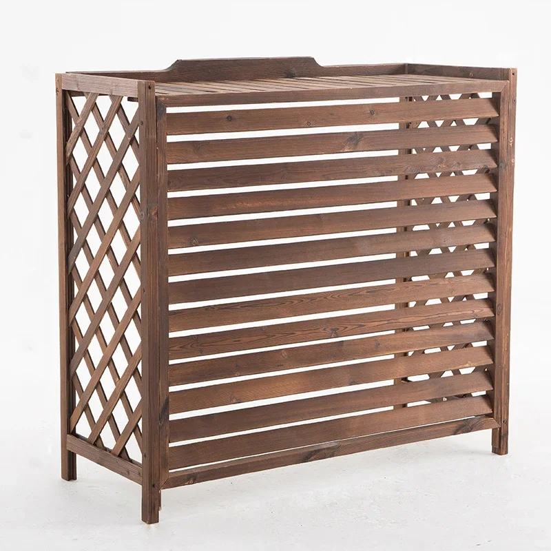 Outdoor anticorrosive wooden flower box partition flower stand balcony flowerpot air conditioner external machine fence cover gr