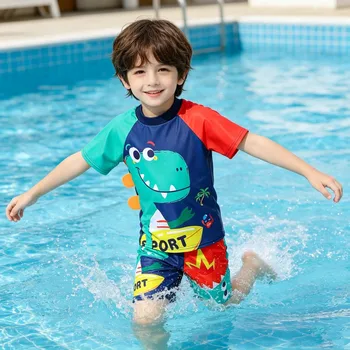 3-Piece Boys Swimsuit Set 4 Boys Swimsuits Kids Toddler 3 to 4 5 6 7 8 9 10 11 12 Years Funny Boy Swimwear 3 Piece Short Summer Swimming Suit UV Protection 4