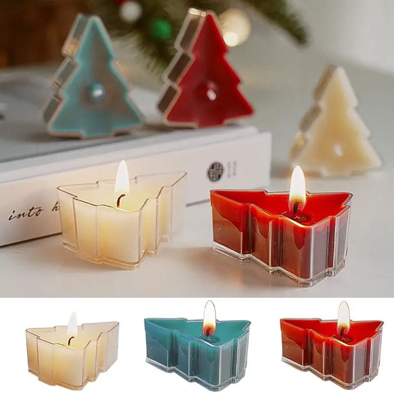 Christmas Tree Candles Decorative Christmas Tealight Candles Tree Shaped Candles Compact Tea Lights Candle Home Decoration